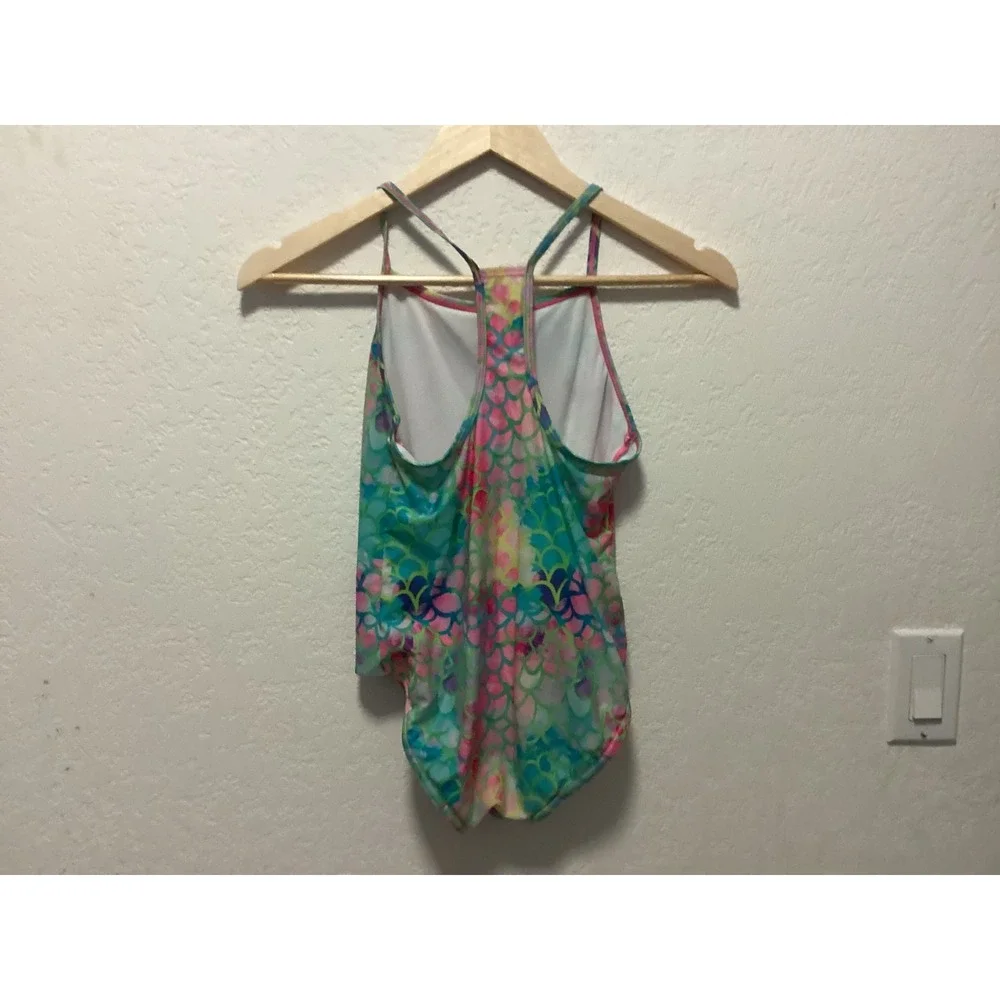 Speedo One Piece Swimsuit Kids Large Multicolor Mermaid Scale Racerback 7776348